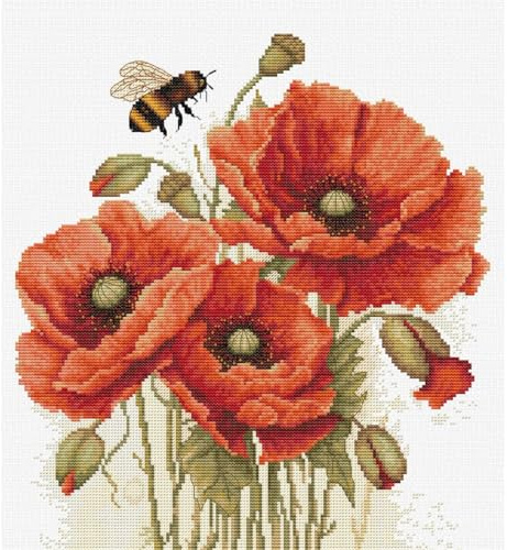 Kreuzstich Stickpackung Die Pracht der Sommermohnblumen, Zählmuster, 24,5x27cm