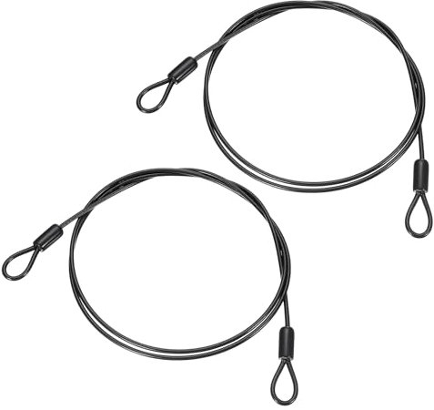 PATIKIL Câble en Acier Inoxydable Gainé de Vinyle de 1/8 de Diamètre avec Boucles, 2 Pièces de 4 Pieds (48) de Corde Métallique Flexible pour Chaîne de Sécurité, Noir