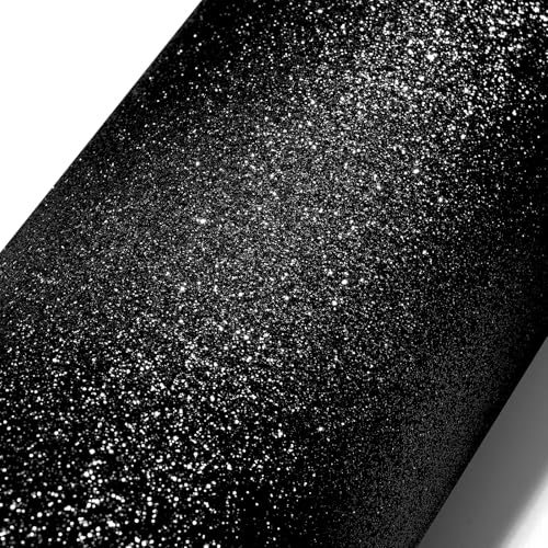 Stickyart Schwarz Glitzer Tapete Selbstklebende Tapete 40 x 200cm Möbelfolie Selbstklebend Klebefolie Wände Dekoration Tapeten Schlafzimmer Glitzernde Dekorfolie für Kreative Projekte Raumgestaltung