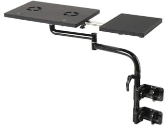 Cozyel Ergonomic Keyboard Laptop Mouse Stand, Foldable Portable Computer Stand, 360° Adjustable, with Chair Clamp Mouse Pad and USB Fan, for Workstation/Video Gaming, Black