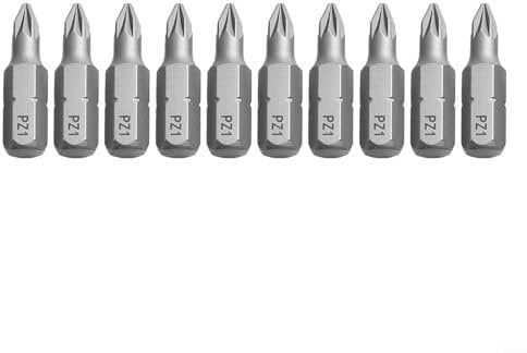 Magnetic Tip Screwdriver Bits 10pcs Set (PZ1, PZ2, PZ3) Made from Alloy Steel for Easy Use (PZ1)
