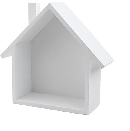 FUANA Kleines Holzhaus, Holzhausform, Retro- und nostalgische Wanddekoration für Zuhause, Büros und Schlafsäle, minimalistisch (weiß)