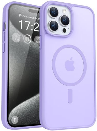 PuyaTeya für iPhone 15 pro Hülle, mit Magnetisch, Militärschutz Transluzent matt stoßfest Anti-Kratzen/Anti-Fingerprint/Anti-Glatte Handyhülle für iPhone 15 pro (Hell Lila)