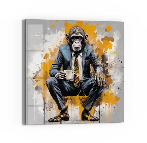 DEQOART Glas-Magnettafel | 50x50 cm cm groß | Motiv Kaffee mit Klasse | Memo-Board aus Glas | Magnetboard inkl. Magnete, Stift & Tuch für Küche & Büro | Tafel magnetisch & beschreibbar