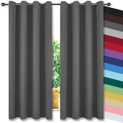 HUAXIQUE Thermovorhang Wohnzimmer Thermal Abdunkelnde Schallschutz Vorhang für Schlafzimmer Wohnzimmer Küchen H160 x B117 cm (1er Pack) Grau