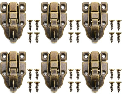 Zwenjuan Fermoirs Boite Bois,6 PCS Fermeture Vintage Bronze Rétro Loquet de Fermeture Loquet à Bascule avec Vis Vintage avec Fermoir Boîte De Loquet Rétro Verrous pour Bijoux,Boîtes,Artisanat