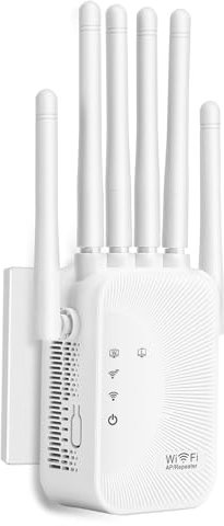 Repetidor WiFi,WiFi Signal Booster,6 Antenas,Repetidor WiFi Largo Alcance,2 Puertos LAN para el hogar y la Oficina, fáciles de configurar, Plug and Play (660)