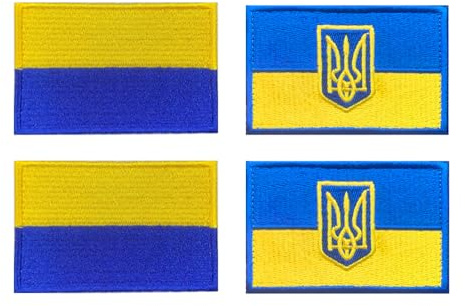 4 Stück Ukraine Flagge Schild Patch Militär Taktische Emblem Bestickt Aufnähen Applikationen Kleidung,Jacken,Hosen,DIY-Zubehör,Rucksack,Mützen,Jeans Iron on Sew on Patch Abzeichen