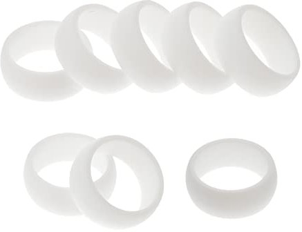 Healvian Bagues De Sport Pour Hommes En Silicone Souple Imperméable, Anneaux D'exercice 8 Pièces Taille 8 Blanc, Protection Pour Activités Sportives Et Gym