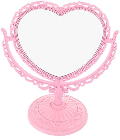 NOLITOY 2pièces Miroir De Maquillage De Bureau Vintage à Forme De Cœur De Miroir Cosmétique Table Décoration pour Salle De Bain Et Coiffeuse