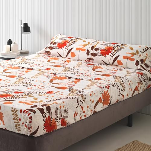 Sábanas 90x190 - Juego de Sábanas 3 Piezas Estampadas - 100% Microfibra Suave y Transpirable - Sábana Bajera Ajustable, Encimera y Funda Almohada - Ropa de Cama Moderna (Sakami)