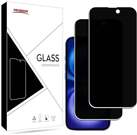 New Horrizon [2-Pack Privacy Screen Protector for iPhone 16 Pro Max (6.9-Inch), Anti-Spy Tempered Glass Film, [LifetimeSupport][Anti-Spy][Impact-Resistant][Anti-Scratch]