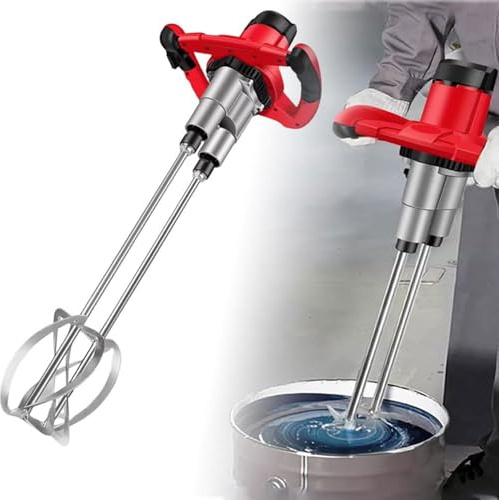 GYKOZY 1800W Electric Mortar Mixer, Portable Handheld Electric Cement Mixer with 6 Speed Adjustment, 0-620rpm Paddle Drill Mixer Stirring Tool for Cement, Mortar, Lime