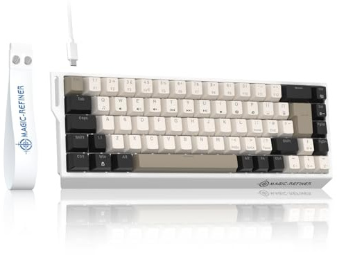 LexonElec Magic-Refiner X68 HE Teclado Mecánico 8000Hz Rapid Trigger, QWERTY Layout Compact 60%, Precisión RT de 0,04mm, Wired RGB Gaming Keyboard, Magnetic Switch, Activación Ajustable, Blanco