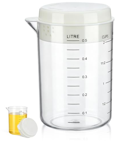 SHINEOFI Reusable Measuring Cup with Lid, Large Capacity Plastic Liquid and Flour Powder Graduated Household Mixing and Milk Coffee Measuring Container for Baking and Kitchen Use