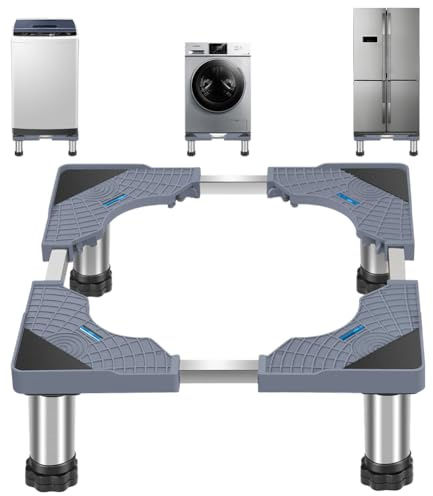 Umllpet Base para lavadora con 4 patas, pedestal para lavadora, secadora, frigorífico, altura 40-60 cm, carga de oso 200 kg, base ajustable con función antideslizante de absorción de impactos