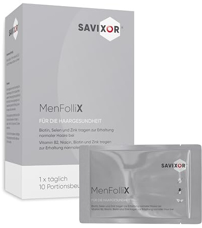 Savixor MenFolliX Pulver 10 x 5 g, in Deutschland hergestellt & Halal, mit Annurca-Apfelextrakt, Vitaminen, Magnesium und Spurenelementen