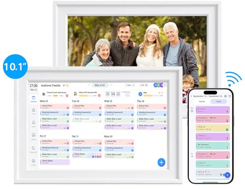 OUTONLIFE Calendrier Numérique WiFi 10,1 – Organisateur Familial avec Application, Écran Tactile, Tâches & Repas, Cadre Photo, Récompenses, Planning 2026