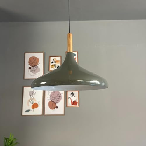 bamyum Champion Pendelleuchte aus Holz und Metall 35 cm, Esstisch, Küchenlampe Hängend E27, Hängelampe für Kinderzimmer, Schlafzimmer, Wohnzimmer, Anthrazit