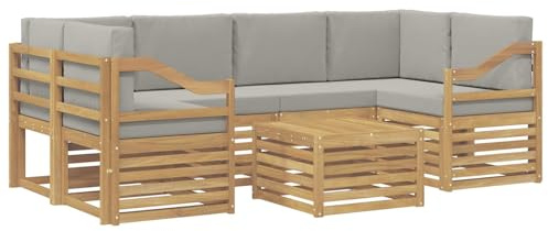vidaXL Outdoor-Sofagarnitur 7 pcs Weiß und Hellgrau Polyester, Garten, modernes Outdoor-Sofa-Set, langlebige Möbel für Terrasse, Lounge-Sitz und Komfort
