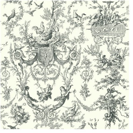 York Wallcoverings AT4237 Ashford Old World Toile Prepasted Removable Wallpaper, Black .232