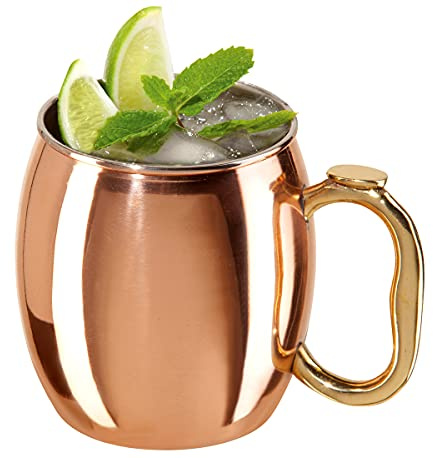 Oggi Stainless Steel Moscow Mule Mug - 20 oz, Copper Plated with EZ-grip handle