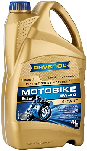 RAVENOL J1V1002 SAE 5W-40 Aceite de motocicleta de 4 tiempos - 4-T Full Synthetic Ester JASO MA/MA2 (4 litros)