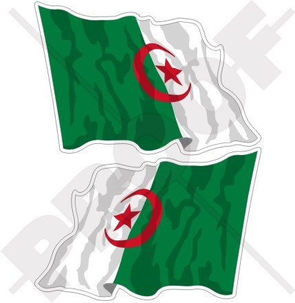 Lot de 2 autocollants en vinyle pour pare-chocs Motif drapeau algérien 120 mm