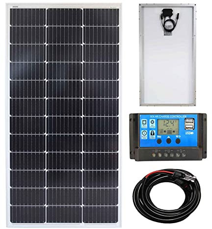 LOWENERGIE 100W Mono Solar Panel Battery Charging Kit with Charger Controller for Caravans, Motorhomes, Boats & Any Flat Surface. K1