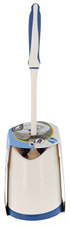 ÉLÉPHANT Maison - Set WC Sanitized® - Fibres Antibactériennes - Brosse Ajustable Spéciale Rebords - Socle Anti-Glisse avec Cavité Aseptisante - Poignée Ergonomique Anti-Glisse - Fabriqué en France