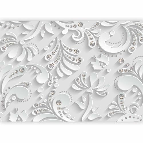 murando - Photo Wallpaper 3D 350x256 cm / 137.8 x 96.5 - Non-Woven Premium Art Print Fleece Wall Mural Decoration Poster Picture Design Modern - White Gray Diamond f-C-0209-a-a