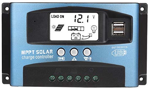 Regolatore di Carica Solare MPPT, 40A 12V 24V Caricabatteria Solare Intelligente Regolatore di Carica della Batteria del Pannello Solare con Display LCD e Doppia Porta USB