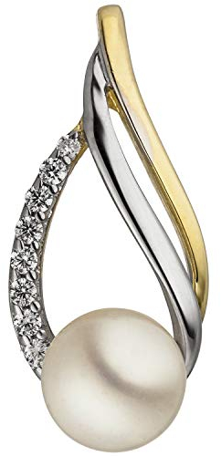 Jobo Damen-Anhänger aus 8 Karat 333 Gold Bicolor mit Perle und Zirkonia