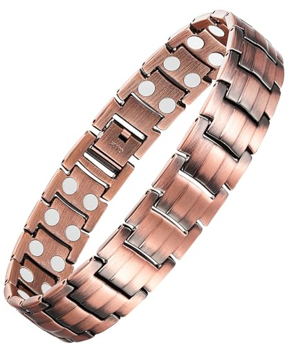 Feraco Men's Copper Magnetic Bracelet Elegant 99.99% Solid Copper Bracelets with Double-Row Strong Magnets,Magnetic Jewelry