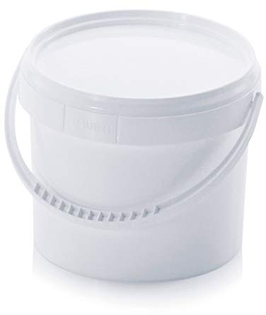 Eimer - 0,9 Liter / 950 ml - mit Deckel & Kunststoffbügel - für flüssige & Feste Stoffe, lebensmittelecht, stapelbar - Kunststoff weiß