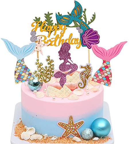 31 Stücke Meerjungfrau Geburtstag Kuchendekoration,Meerjungfrau Kuchen Tortendeko,Cupcake Tortenstecker für Baby Shower Kindergeburtstag Hochzeit Kuchen Topper für Mädchen Frauen Dame
