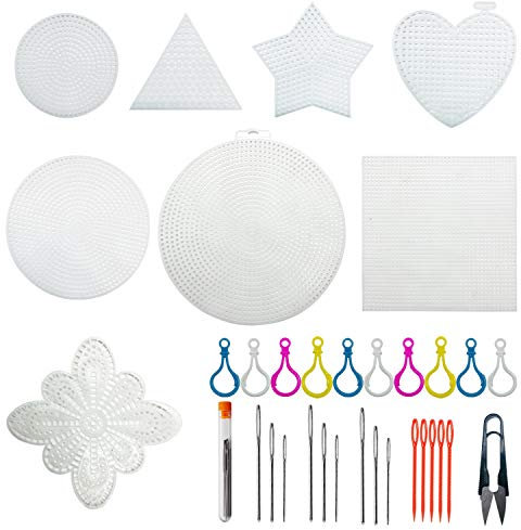 Allazone 100 Stück Plastic Canvas Kreuzstich Stoff Kunststoff Mesh Canvas Sheets 8 Stil Kreuzstich Kunststoff Baumwolle Stoff für Stickerei, Stricken und Häkelprojekte