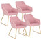 WOLTU Esszimmerstühle 4er Set Küchenstühle Wohnzimmerstühle Polsterstühle Sessel, Armlehnstühle mit Rückenlehne, für Esszimmer, Küche, Wohnzimmer, Samt, Gold Metallbeine, Rosa, BH246rs-4