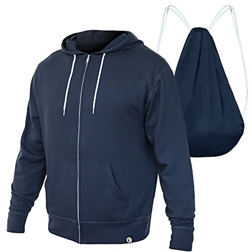 Quikflip 2-in-1 Reversible Rucksack Hoodie (wie auf Shark Tank gesehen) Unisex Full-Zip Hero Hoodie Lite, Midnight Navy (Marineblau), Large