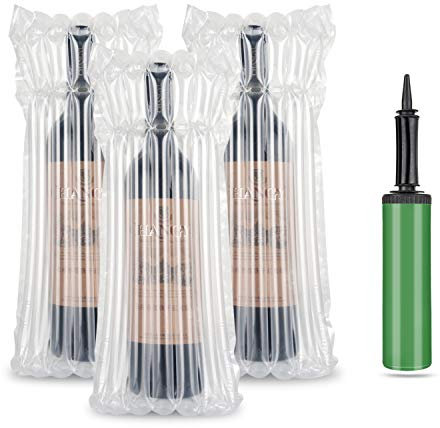 Wine Bottle Protector Bags, LIVEBAY Inflatable Bags for Wine, 50 Pack Inflatable Air Column Cushion Bags with Pump for Safe Transportation of Glass Bottles in Airplane Cushioning