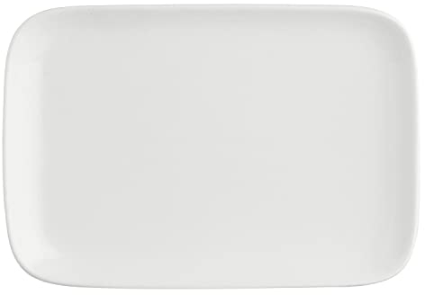 THUN LA PORCELAINE BLANCHE - Lot de 4 assiettes rectangulaires 22 x 15 x 2,1 cm Essentiel New Age