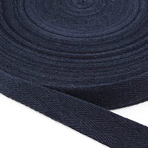 Baumwolle Schrägband,25 Yards x 20mm Einfassband Köperband Nahtband Baumwollband Textilband Fischgrätenband Köperband Wimpelband Twillband Webbing Band für Schneidern DIY-Nähen Basteln,Marineblau B