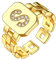 Bestyle Verstellbarer Ring Damen Offener Ring A-Z 26 Buchstaben Ring Mädchen Mit Steine Buchstaben Ring Gold Kupfer S