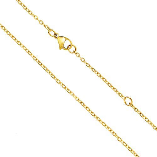 OSTAN Goldkette Damen Ohne Anhänger 925 Silber Gold Ankerkette Kette Gold Halskette Sterlingsilber Vergoldet Breite 1,4mm Verlängerte Goldkette 60cm 70cm 80cm dünne Feine Glod kette Lang