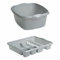 M1SS Set of Silver 39cm Rectangular Washing up Bowl with Large Dish Drainer Plate Rack Draining Board Tray Stand Sink Holder Kitchen Organiser, Grey