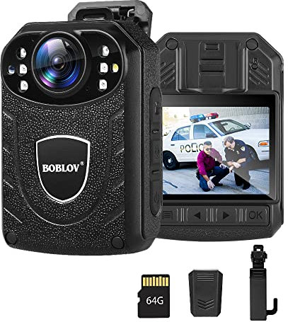 BOBLOV KJ21 64GB Body Camera, 1296P Police Body Worn Cameras, Body Cams for Security, Support Memory Expand Max 256G, Lightweight and Portable Easy to Operate (64GB)