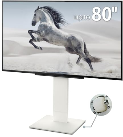 WALL V5 Low Type | Japanischer Rollender, Verschiebbarer und Freistehender 32-80 Zoll Universal TV-Ständer mit verdeckten Rollen | Satin Weiß