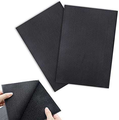 YEJAHY 20 x 30 cm di nastro di fissaggio con gancio e anello, nastro di fissaggio in nylon nero non adesivo per il fissaggio del cucito (2 pezzi)