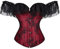 Kelvry Women Sexy Basque Off-Shoulder Lace up Boned Bustier Overbust Corset Tops with Long Sleeve