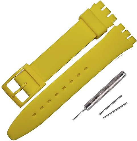 Rihahisy Correa de reloj de goma de silicona de repuesto para Swatch, 19mm